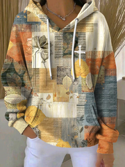 Women's Casual Retro Contrast Color Faith Texture Hoodie