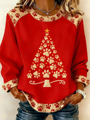 Women's Christmas Tree Art Print Casual Top