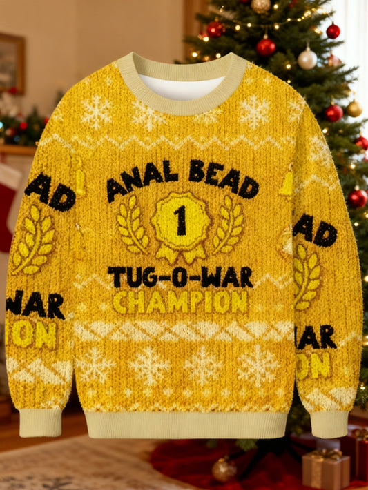 Men's Bead Tug O War Champion Funny Christmas Ugly Sweatshirt