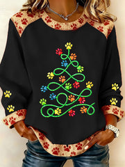 Women's Christmas Tree Art Print Casual Top