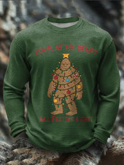 Men's Funny Bigfoot Christmas Printed Waffle Tops