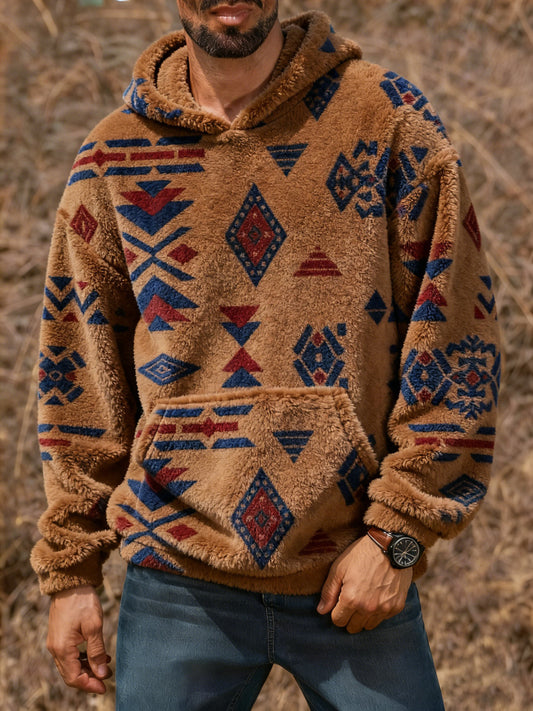 Men's Vintage Western Printed Casual Hoodie