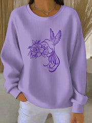Women's Purple Art Print Casual Sweatshirt