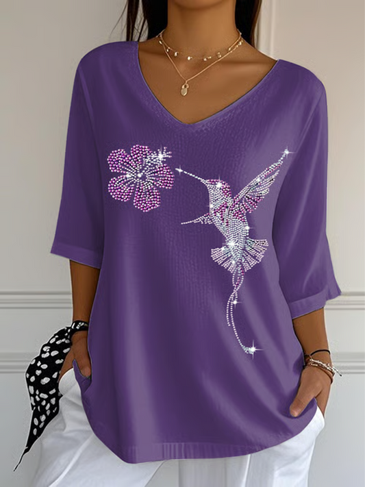 Women's Alzheimer's Disease Awareness Print Mid Sleeve Casual T-Shirt