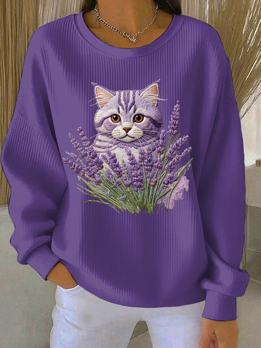 Women's Purple Art Print Casual Sweatshirt