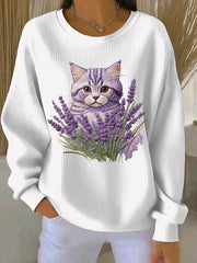 Women's Purple Art Print Casual Sweatshirt