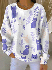 Women's Purple Art Print Casual Sweatshirt
