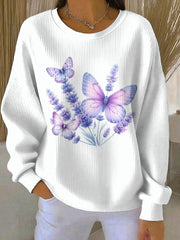 Women's Purple Art Print Casual Sweatshirt