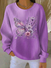 Women's Purple Art Print Casual Sweatshirt