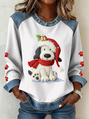 Women's Christmas Pattern Patchwork Art Sweatshirt