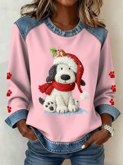 Women's Christmas Pattern Patchwork Art Sweatshirt