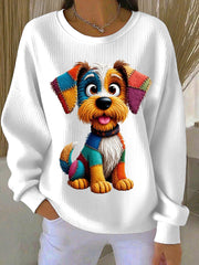 Women's Cute Dog Patchwork Pattern Sweatshirt