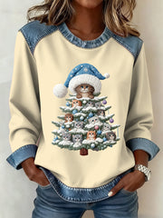 Women's Christmas Pattern Patchwork Art Sweatshirt