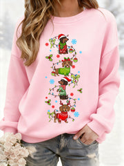 Women's Christmas Dachshund Through The Snow Print Casual Sweatshirt