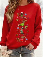 Women's Christmas Dachshund Through The Snow Print Casual Sweatshirt