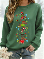 Women's Christmas Dachshund Through The Snow Print Casual Sweatshirt