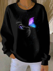 Women's Purple Art Print Casual Sweatshirt