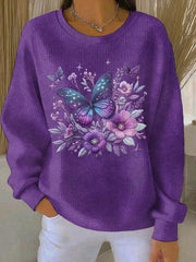 Women's Purple Art Print Casual Sweatshirt