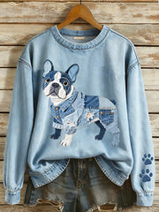 Women's Lovely French Bulldog Patchwork Pattern Sweatshirt