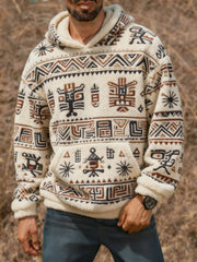 Men's Vintage Western Printed Casual Hoodie