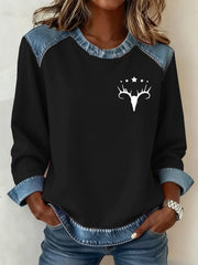 Women's Western Pattern Patchwork Art Sweatshirt