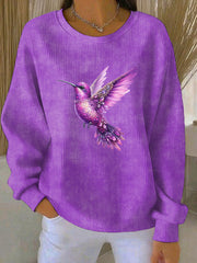 Women's Purple Art Print Casual Sweatshirt