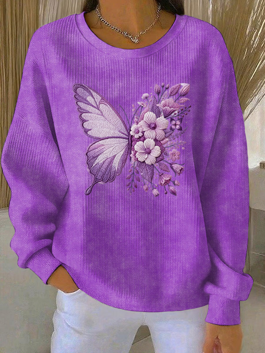 Women's Purple Art Print Casual Sweatshirt