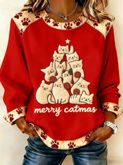 Women's Christmas Tree Art Print Casual Top