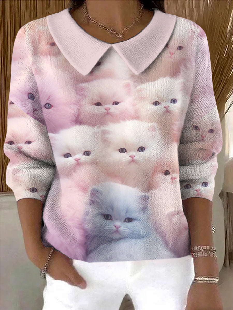 Women's Lovely Cats Print Sweater