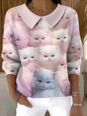 Women's Lovely Cats Print Sweater