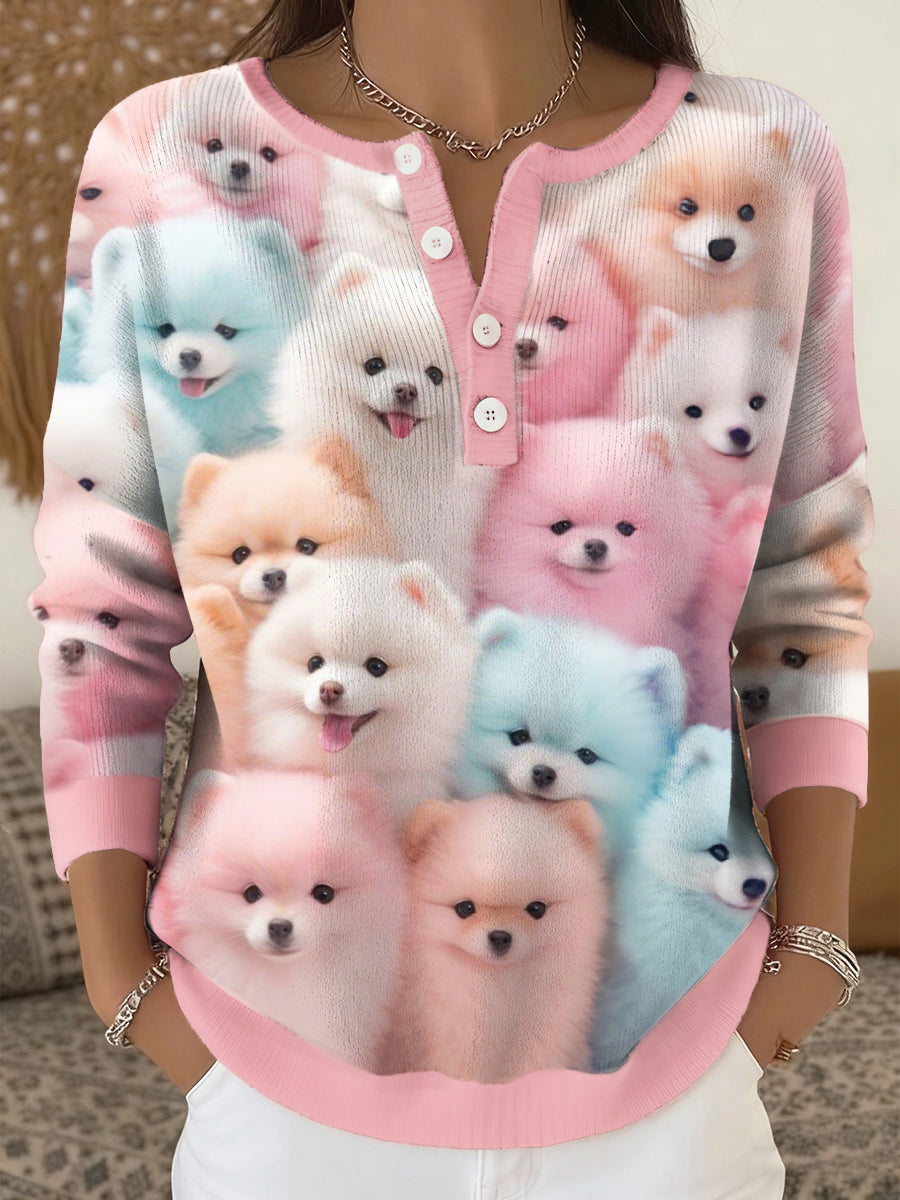 Women's Lovely Dogs Print Sweater