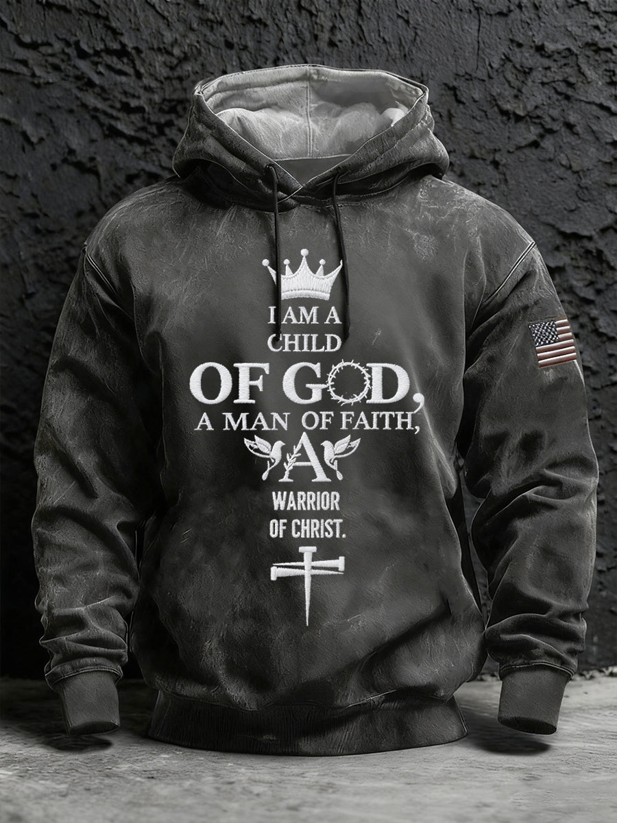 Men's I Am A Child Of God A Man Of Faith Drop-Shoulder Hoodie (No Pockets)