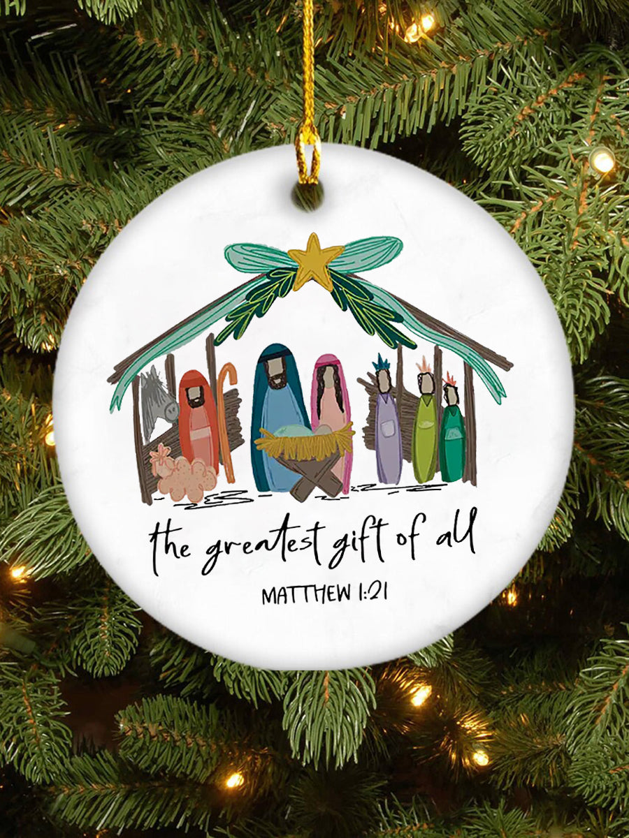 Christian Nativity Scene Printed Acrylic Decorative Ornament
