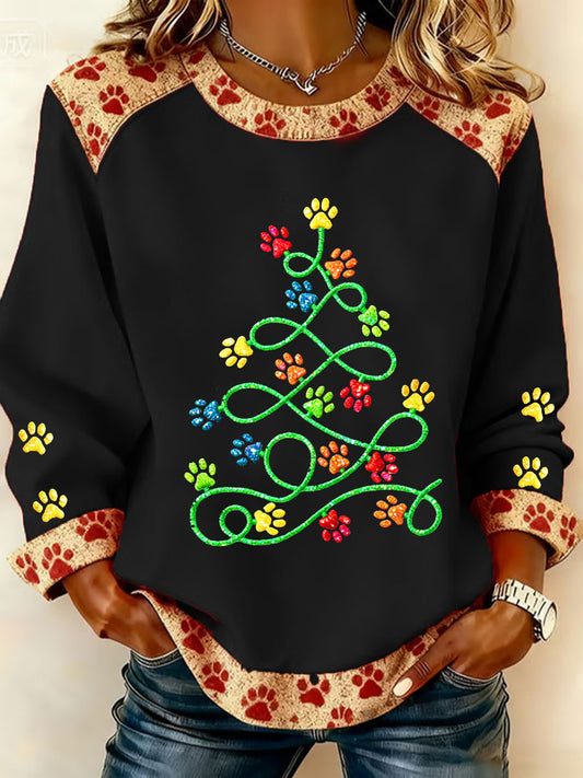 Women's Christmas Tree Art Print Casual Top