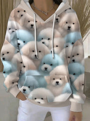 Women's Lovely Dogs Print Hoodie