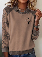 Women's Casual Aztec Patchwork Sweatshirt