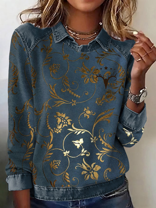 Women's Casual Aztec Patchwork Sweatshirt