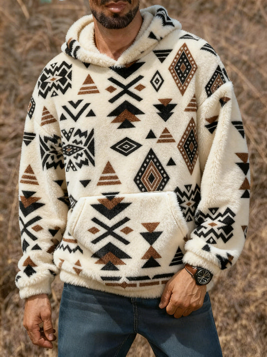 Men's Vintage Western Printed Casual Hoodie