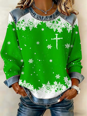 Women's Christmas Cross Print Casual Top