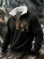 Men's Funny Bigfoot Christmas Printed Plush Sweatshirt