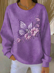 Women's Purple Art Print Casual Sweatshirt