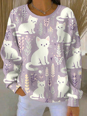 Women's Purple Art Print Casual Sweatshirt