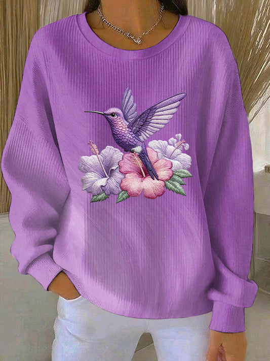 Women's Purple Art Print Casual Sweatshirt