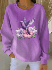Women's Purple Art Print Casual Sweatshirt