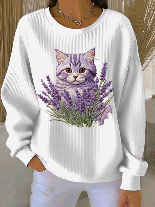 Women's Purple Art Print Casual Sweatshirt