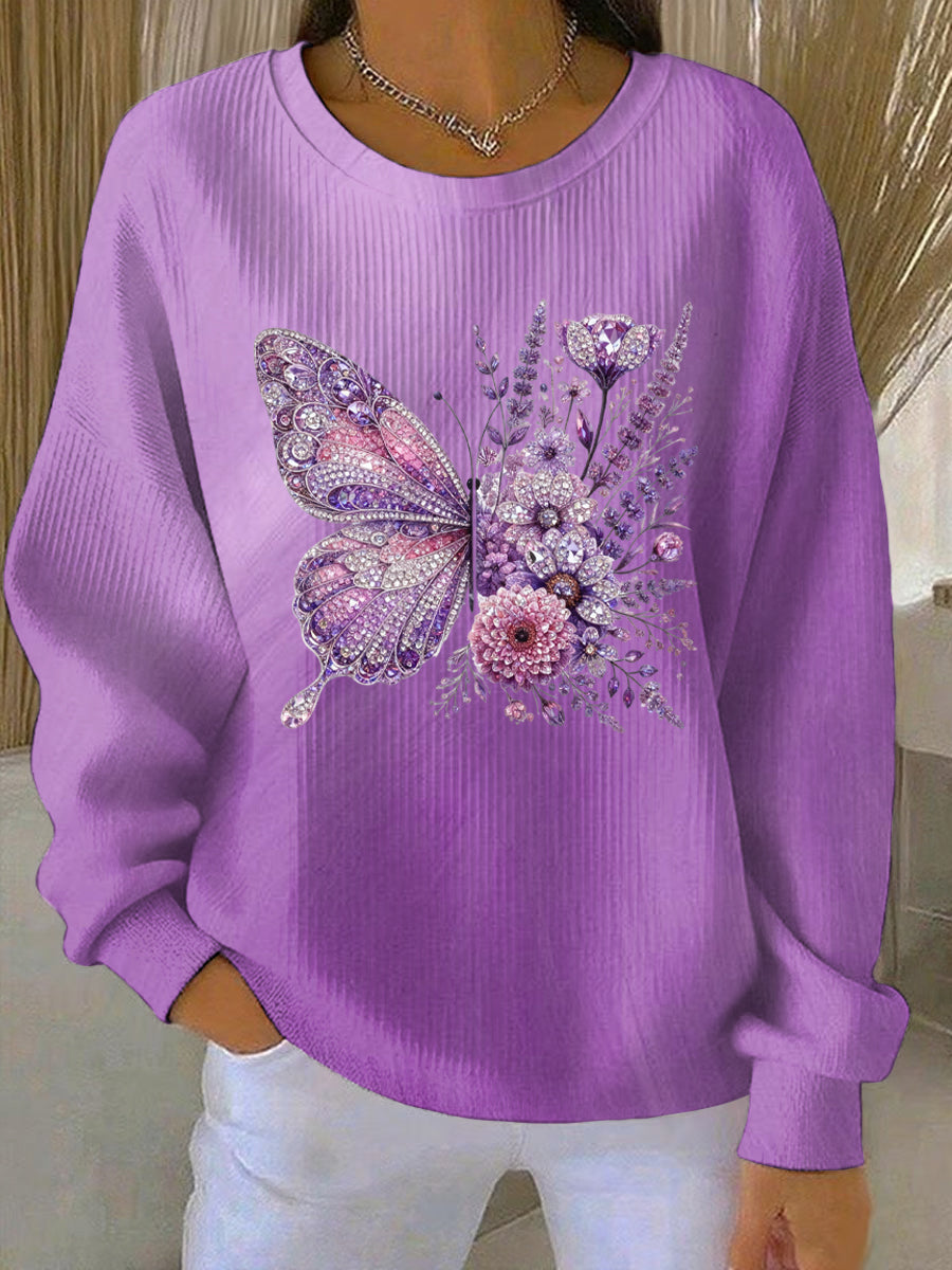 Women's Purple Art Print Casual Sweatshirt