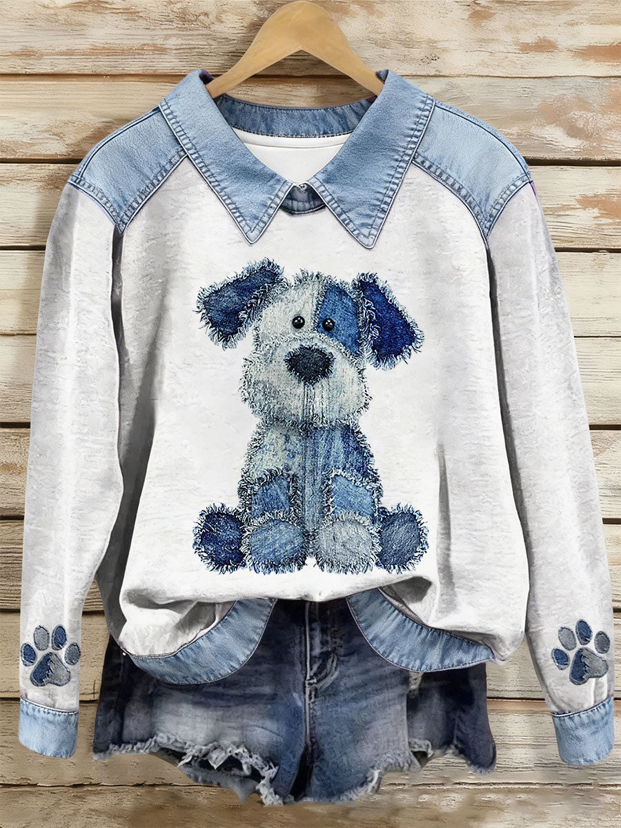 Women's Dog Art Print Casual Top