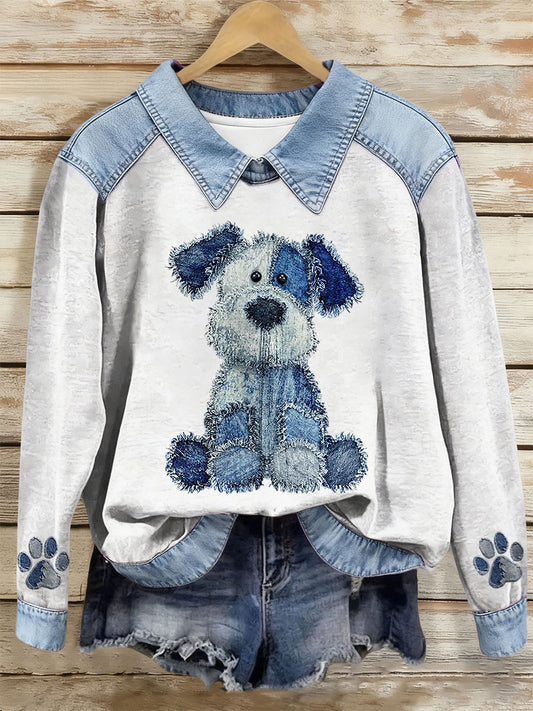 Women's Dog Art Print Casual Top