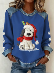 Women's Christmas Pattern Patchwork Art Sweatshirt