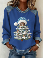 Women's Christmas Pattern Patchwork Art Sweatshirt
